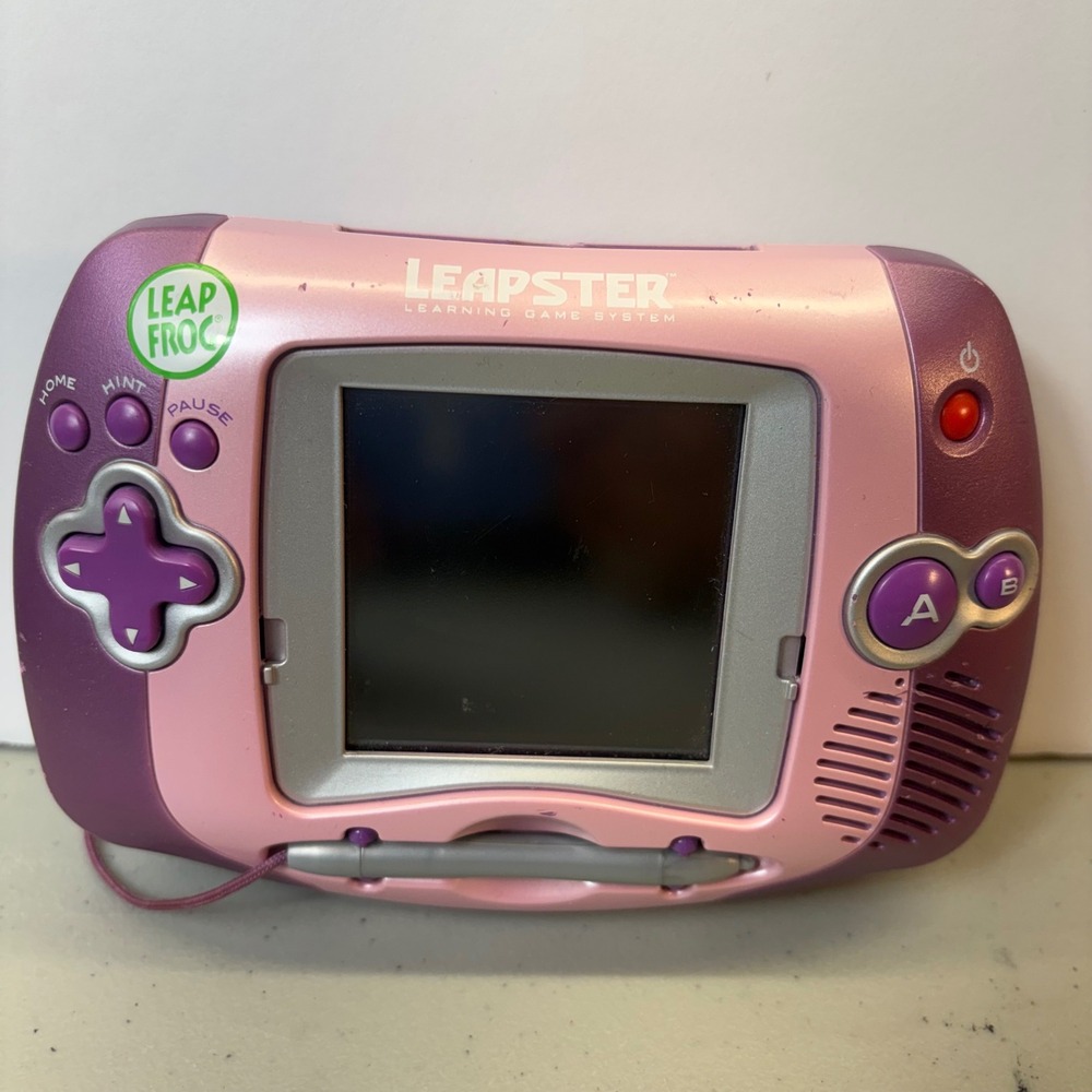 LeapFrog Leapster Learning Game System Handheld Console Pink Purple PARTS ONLY